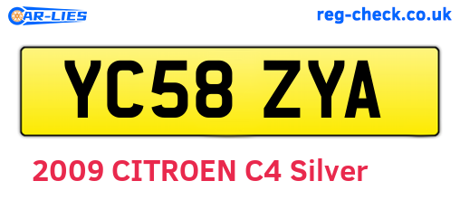 YC58ZYA are the vehicle registration plates.