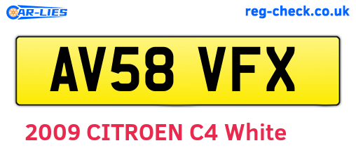 AV58VFX are the vehicle registration plates.