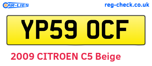 YP59OCF are the vehicle registration plates.