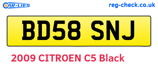 BD58SNJ are the vehicle registration plates.