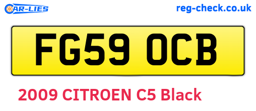 FG59OCB are the vehicle registration plates.
