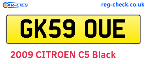 GK59OUE are the vehicle registration plates.