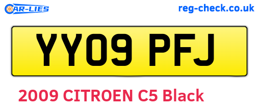 YY09PFJ are the vehicle registration plates.