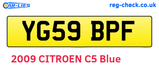 YG59BPF are the vehicle registration plates.