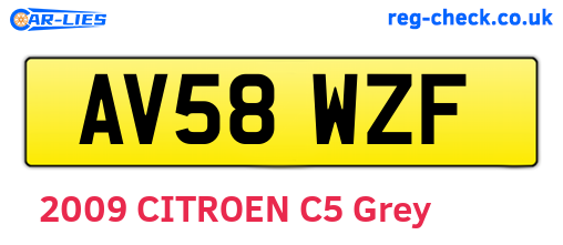 AV58WZF are the vehicle registration plates.