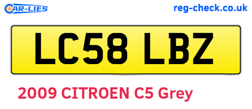 LC58LBZ are the vehicle registration plates.