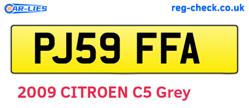 PJ59FFA are the vehicle registration plates.