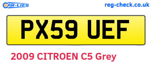 PX59UEF are the vehicle registration plates.