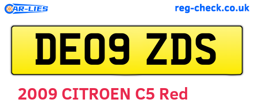 DE09ZDS are the vehicle registration plates.