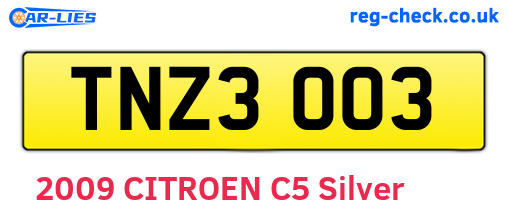 TNZ3003 are the vehicle registration plates.