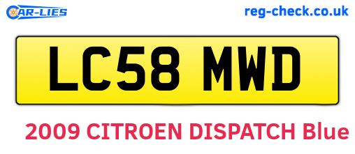 LC58MWD are the vehicle registration plates.