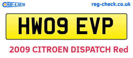 HW09EVP are the vehicle registration plates.