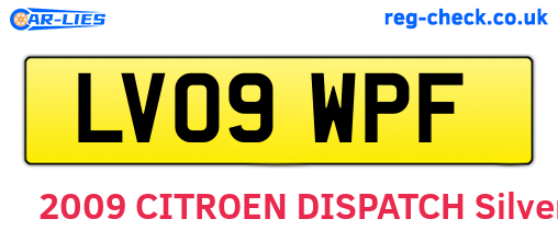 LV09WPF are the vehicle registration plates.