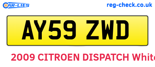 AY59ZWD are the vehicle registration plates.