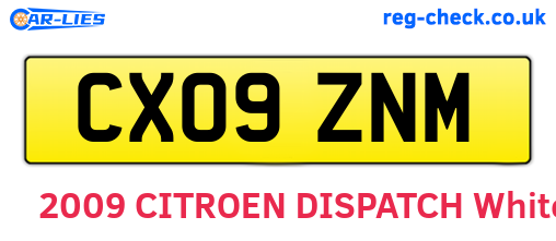 CX09ZNM are the vehicle registration plates.