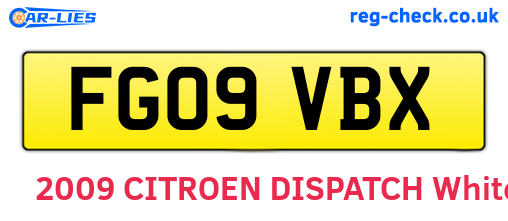 FG09VBX are the vehicle registration plates.