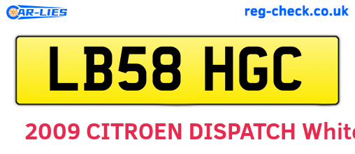 LB58HGC are the vehicle registration plates.
