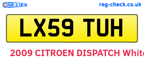 LX59TUH are the vehicle registration plates.