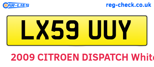 LX59UUY are the vehicle registration plates.