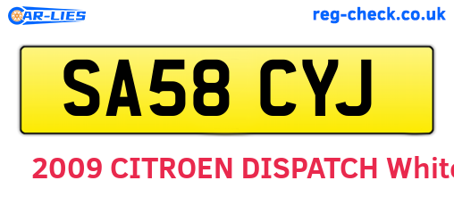 SA58CYJ are the vehicle registration plates.