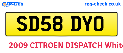 SD58DYO are the vehicle registration plates.