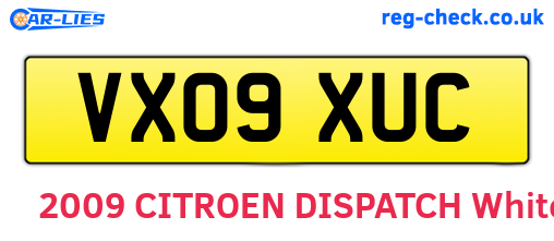 VX09XUC are the vehicle registration plates.