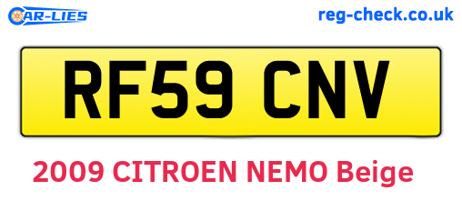 RF59CNV are the vehicle registration plates.