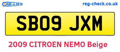 SB09JXM are the vehicle registration plates.