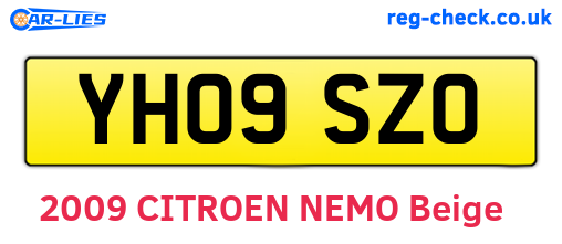 YH09SZO are the vehicle registration plates.
