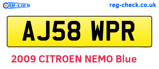 AJ58WPR are the vehicle registration plates.