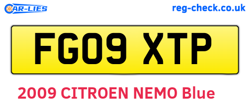 FG09XTP are the vehicle registration plates.