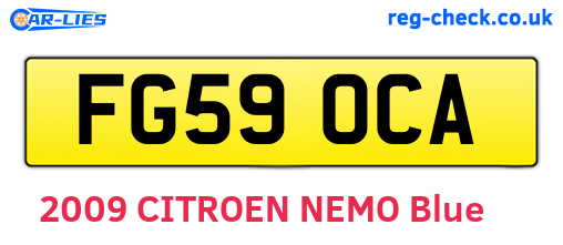 FG59OCA are the vehicle registration plates.