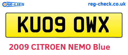 KU09OWX are the vehicle registration plates.