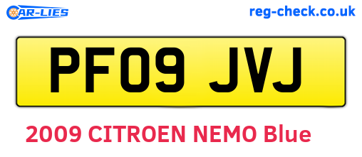 PF09JVJ are the vehicle registration plates.