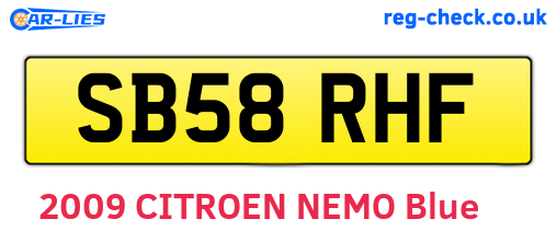 SB58RHF are the vehicle registration plates.