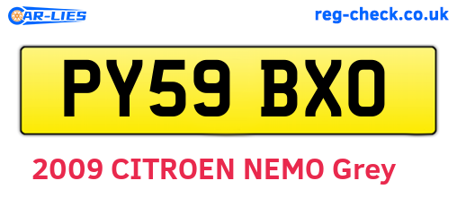 PY59BXO are the vehicle registration plates.