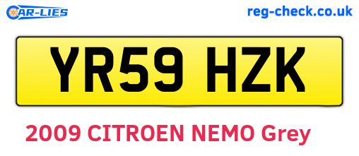 YR59HZK are the vehicle registration plates.