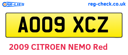 AO09XCZ are the vehicle registration plates.