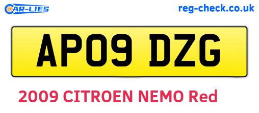 AP09DZG are the vehicle registration plates.
