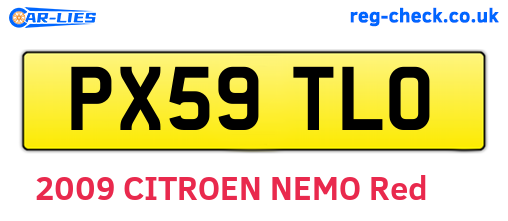 PX59TLO are the vehicle registration plates.