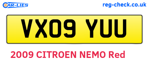 VX09YUU are the vehicle registration plates.