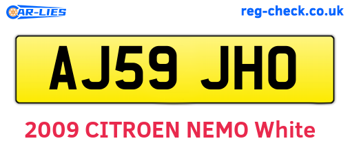 AJ59JHO are the vehicle registration plates.