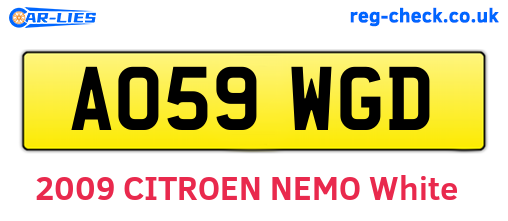 AO59WGD are the vehicle registration plates.