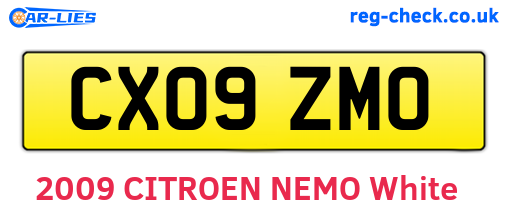 CX09ZMO are the vehicle registration plates.