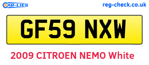 GF59NXW are the vehicle registration plates.