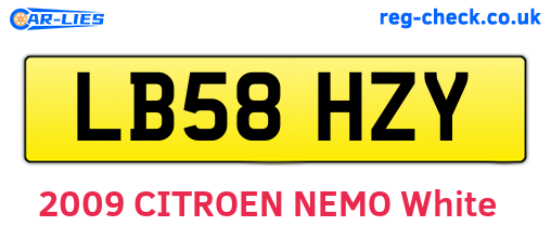 LB58HZY are the vehicle registration plates.