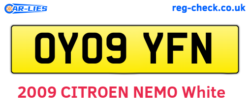 OY09YFN are the vehicle registration plates.