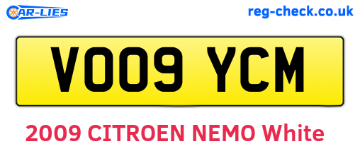 VO09YCM are the vehicle registration plates.