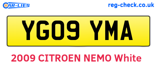 YG09YMA are the vehicle registration plates.