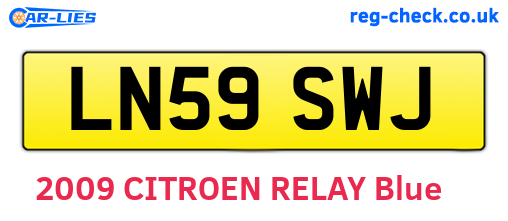 LN59SWJ are the vehicle registration plates.